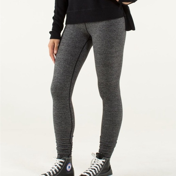 Leggings Lululemon Wunder Under Pant Heathered Herringbone Heathered Black 8 - Picture 14 of 14